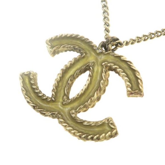 CHANEL CC Logos Rhinestone Necklace 24" Gold Tone - Picture 4 of 8